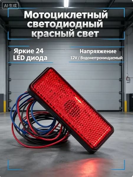 Мотоциклетный светодиодный красный свет, стоп-сигнал, 12V, универсальный водонепроницаемый задний фонарь, 24 LED, для мотоцикла, скутера и квадроцикла, светоотражатель (габаритный).