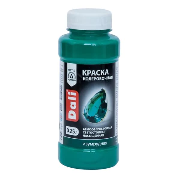 Краска-колер для хобби и творчества, Изумруд 0,25л, атмосферостойкая, от -40 до +40 С, светостойкая (6-8 баллов), Для декора, устойчива к выгоранию, влажной уборке, без запаха, по мин поверхности, дереву, загрунтованному металлу, Рогнеда
