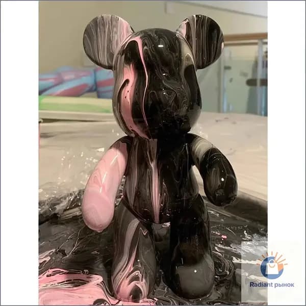 Набор для творчества мишка с красками Bearbrick fluid art 23 см(Белый, розовый, черный)