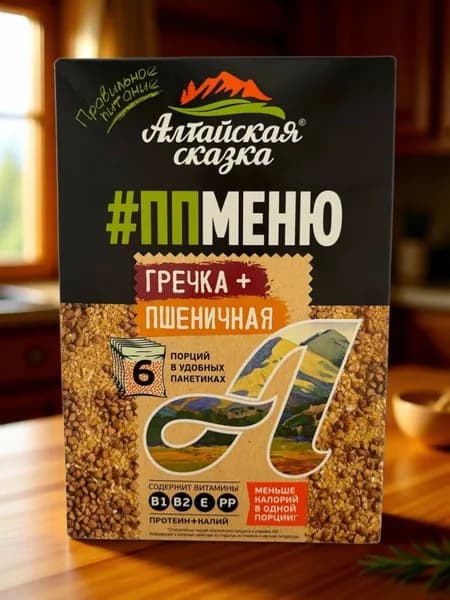 Крупа в пакетиках гречка + пшеничная "Алтайская сказка"