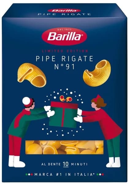 Макароны рожки Barilla Pipe Rigate №91 высший сорт, 450г