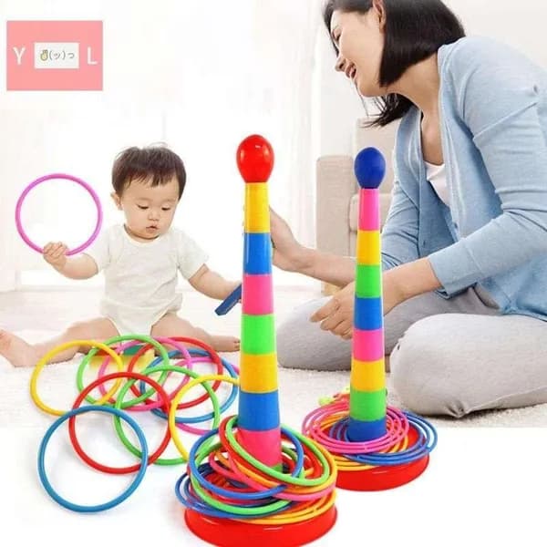 Кольцеброс детский игровой набор (1 башня + 12 кругов)