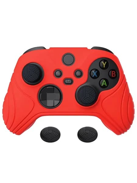 PlayVital Силиконовый чехол для Xbox Series S/X, Пылкий красный, с накладками, Samurai Edition, антискользящий