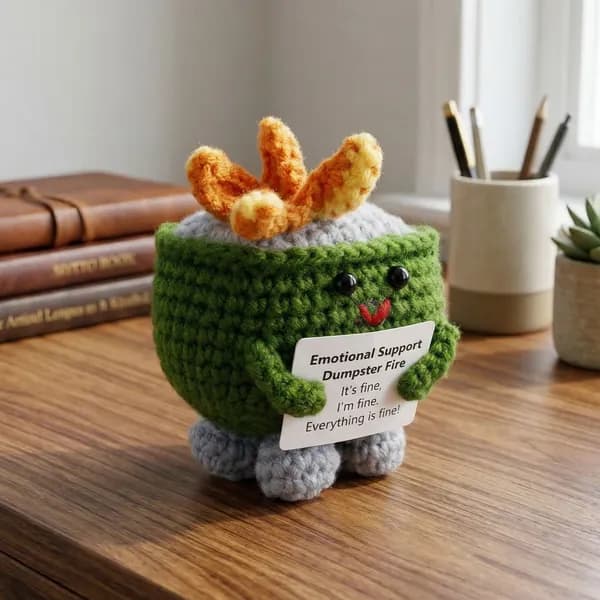 Вязанная крючком игрушка-подвеска зелёного цвета