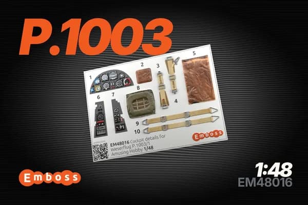 Weserflug P.1003 детали кабины для модели Amusing hobby 48A002 1/48 (3D декаль) EM48016