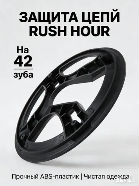 Защита ведущей звездочки 42 зуба RUSH HOUR, рокринг для велосипеда 180 мм, кожух цепи и системы шатунов пластиковый, арт. 138-69-200