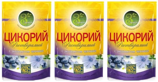 Славкофе Цикорий растворимый Здравник, с экстрактом черники, 85 г, 3 шт