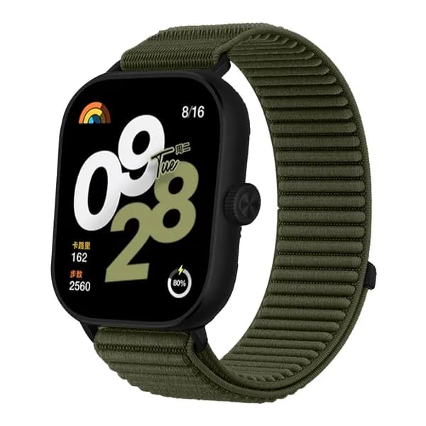 Нейлоновый ремешок, подходит для Redmi Watch 4/5, Xiaomi Mi Band 8/9 Pro. Имеет застежку-липучку для мягкой и удобной посадки, устойчивой к деформации.