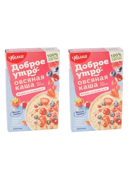 Увелка Каша овсяная Лесные ягоды, 5 пакетиков по 40 г, 200 г, 2 шт