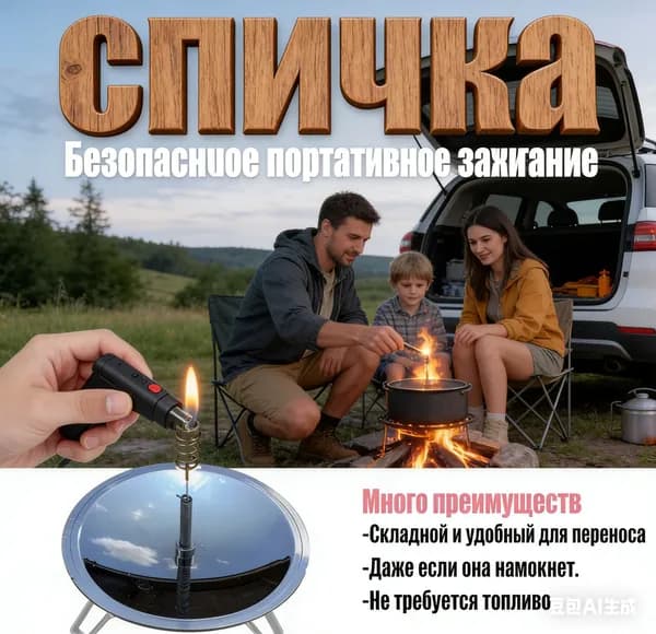 Портативный воспламенитель для кемпинга на открытом воздухе для альпинизма, солнечный прикуриватель, 1pc