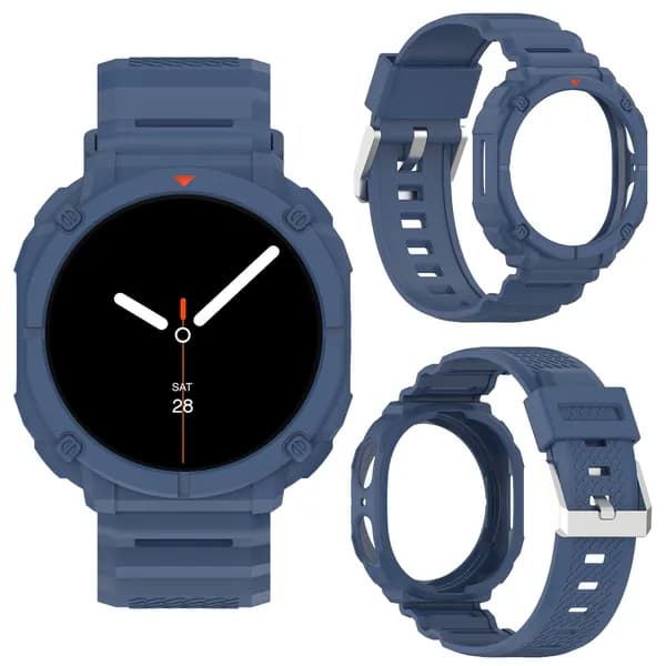Чехол-браслет для Samsung Galaxy Watch 9 и Watch 8, 44 мм, синий, из ТПУ и нержавеющей стали