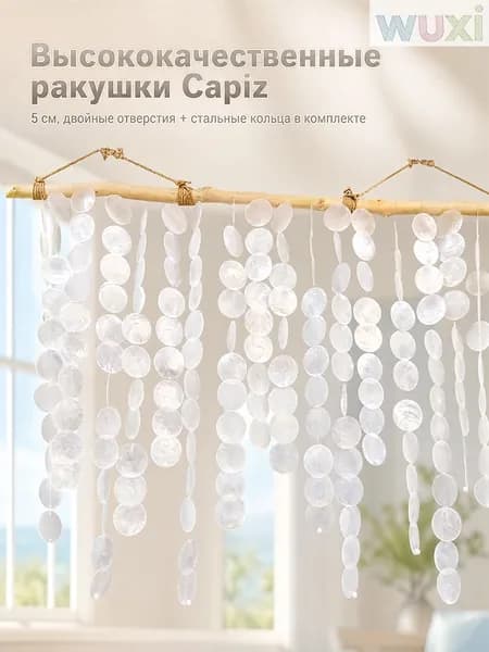 60 шт. 2-дюймовые круглые ракушки Capiz с отверстиями, натуральная ракушка