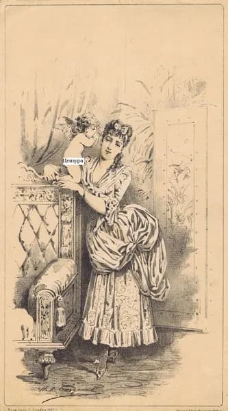 7 (12) смертных грехов. Сплетни. Николай Богданов. Антикварная авторская тоновая литография. Россия, 1887 г.