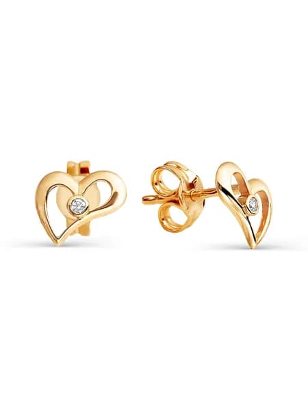 Серьги женские золотые 585 пробы с фианитами, KARATOV