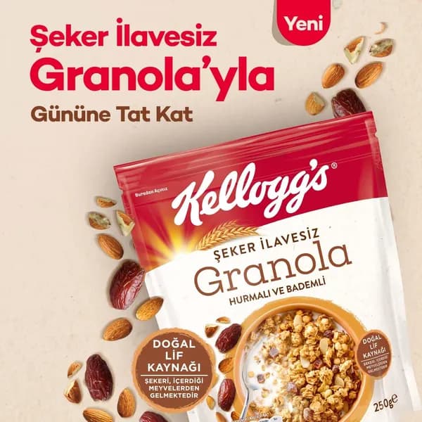 Гранола Kellogg's без добавления сахара с финиками и миндалем 250 г