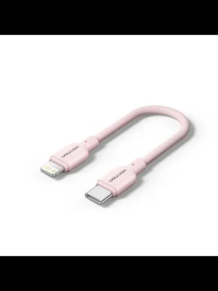 Lightning - USB-C кабель розовый, 17 см, 3A