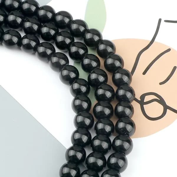 Агат черный 10 мм, 38 шт, бусины для рукоделия из натуральных камней круглые