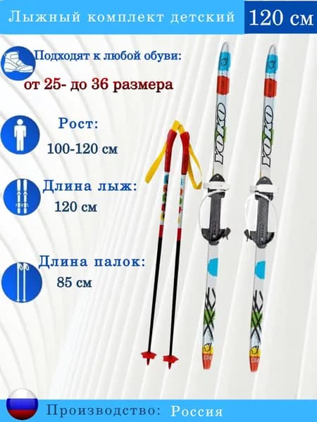Лыжный комплект Combi SABLE Kids step 120см с палками