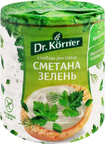 Хлебцы рисовые DR KORNER со сметаной и зеленью, 80г x 3 упаковки