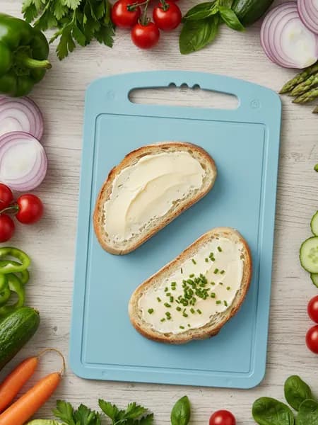 Доска разделочная пластиковая для кухни двусторонняя с желобками 20х32 см, кухонная доска для резки, голубая