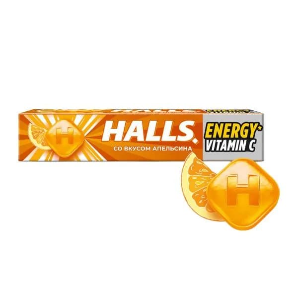 Карамельный лед витамин С и вкус апельсина Halls 25г