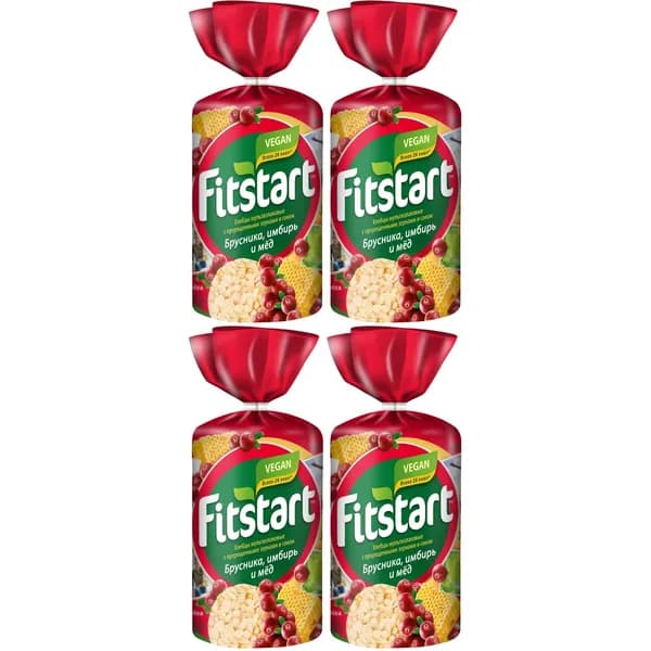 Хлебцы мультизлаковые Fitstart брусника-имбирь и мед 100 г, набор: 4 штуки