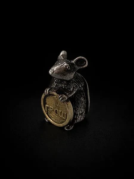 Кошельковая мышь денежный талисман на удачу из серебра 925 пробы, П1398 зол.