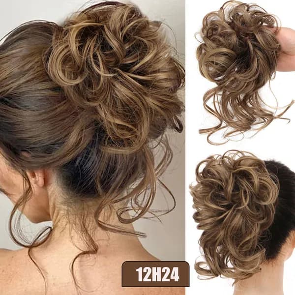 Кудрявый пучок вьющихся волос Tousled Updo Эластичная лента для волос Scrunchie