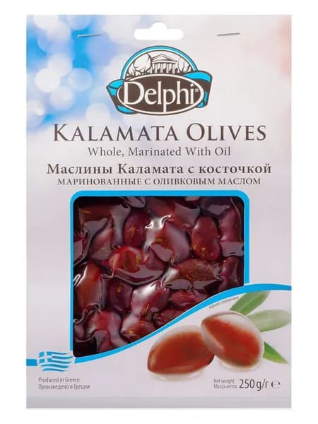 Маслины Delphi Каламата, маринованные с оливковым маслом, 250 г