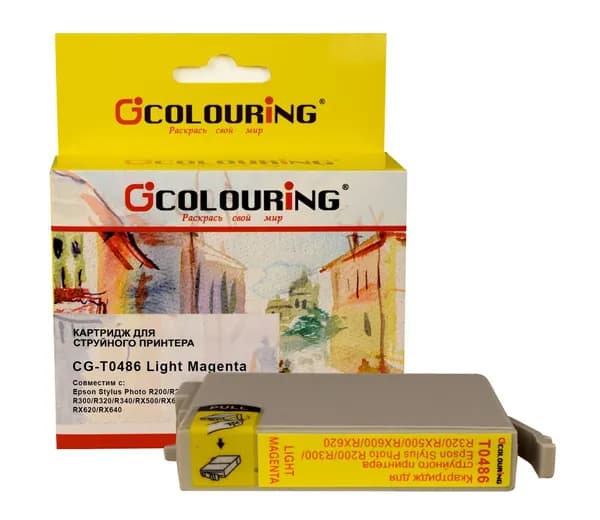 Картридж для струйного принтера T0486 Colouring для Epson Stylus Photo R200/R220/R300/R320/R340 и др., цвет светло-пурпурный