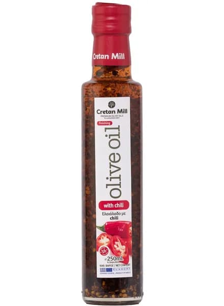 Масло оливковое нерафинированное с перцем чили Extra Vergine Olive oil with chili, CRETAN MILL, 250 мл, Греция