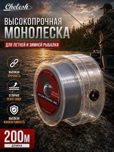 chelesh Монофильная леска для рыбалки, размотка: 220 м, толщина: 0.32 мм