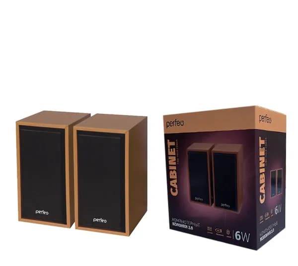 Компьютерные колонки Perfeo CABINET, 2.0, 2х3Вт, USB, бук дерево