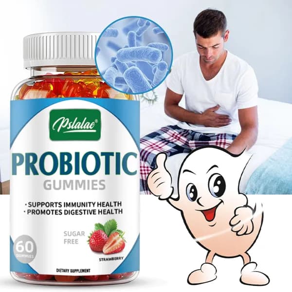 Pslalae - Пробиотические жевательные конфеты со вкусом клубники, без сахара - Поддерживает здоровье иммунной системы и улучшает пищеварение.
