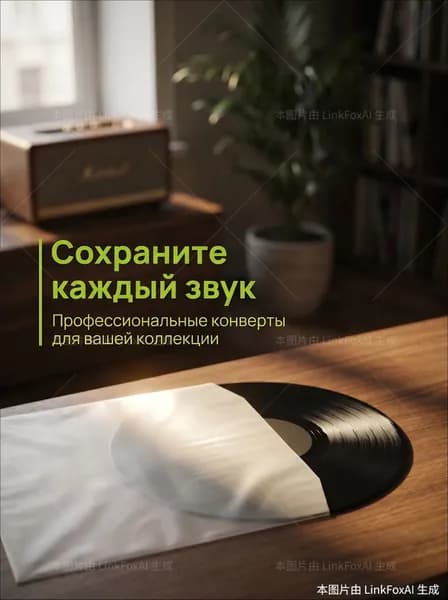 Премиум внутренние конверты полукругом для 12дюймовых виниловых пластинок, 50 штук утолщенных. Globalink