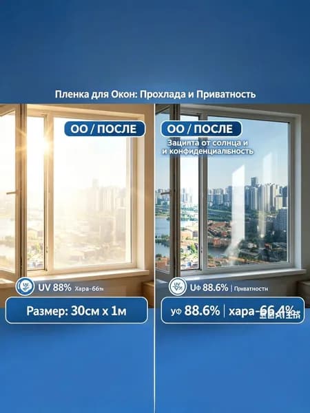 Пленка для окон 30x100 см 1 шт солнцезащитная зеркальный эффект
