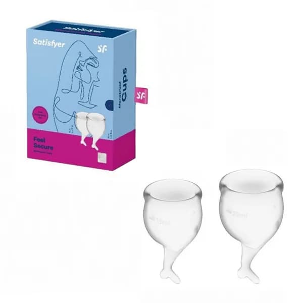 Менструальные чаши Satisfyer Feel secure Transparent из безопасного медицинского силикона, 2 штуки, цвет прозрачный