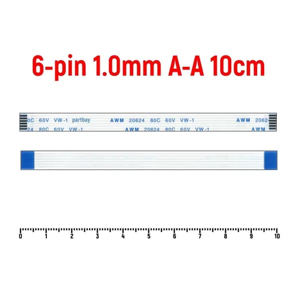 Шлейф тачпада для ноутбука Samsung NP-RV408 R425 R719 FFC 6-pin Шаг 1.0mm Длина 10cm Прямой A-A AWM 20624 80C 60V VW-1