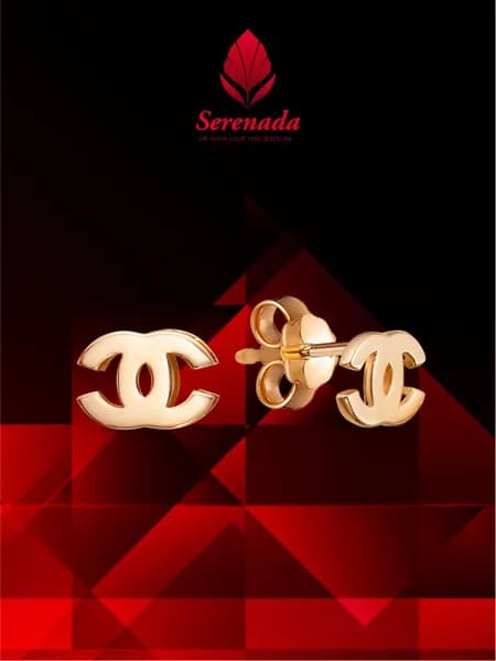 Серьги пусеты Chanel Serenada из красного золота 585 пробы