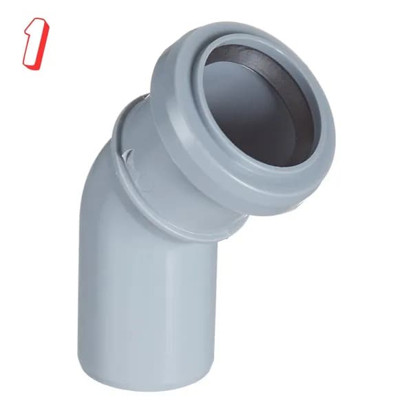 Отвод Valfex d40 мм 45 пластиковый для внутренней канализации, 0 кг, (набор из 1 шт)
