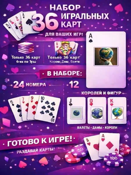 Колода карт 36 шт земля шар