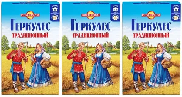 Русский Продукт хлопья овсяные Геркулес Традиционный, содержит витамины, минералы и другие полезные вещества, 500 г. (3 шт.)