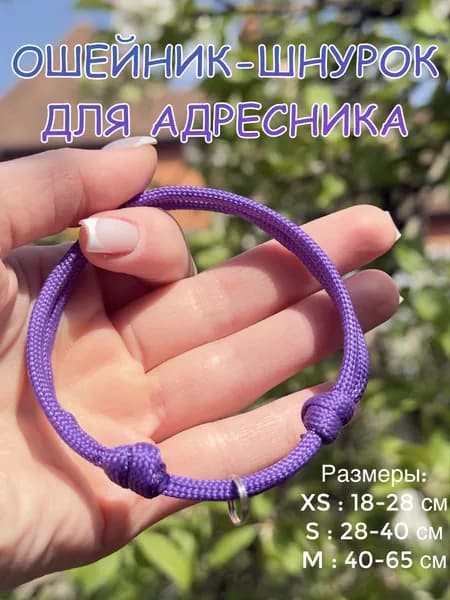 Ошейник-Шнурок для адресника из паракорда, фиолетовый, XS (18-28см)