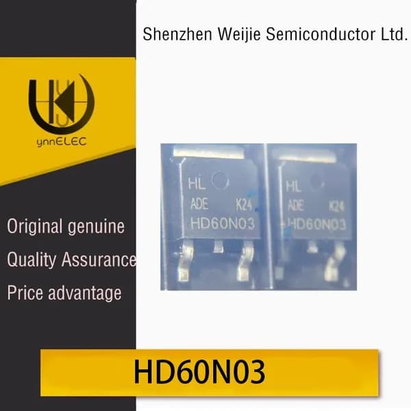 10 штук-HD60N03 Совершенно новый чип MOSFET с N-каналом 30 В 60 А в корпусе TO252 Трафаретная печать: HD60N03