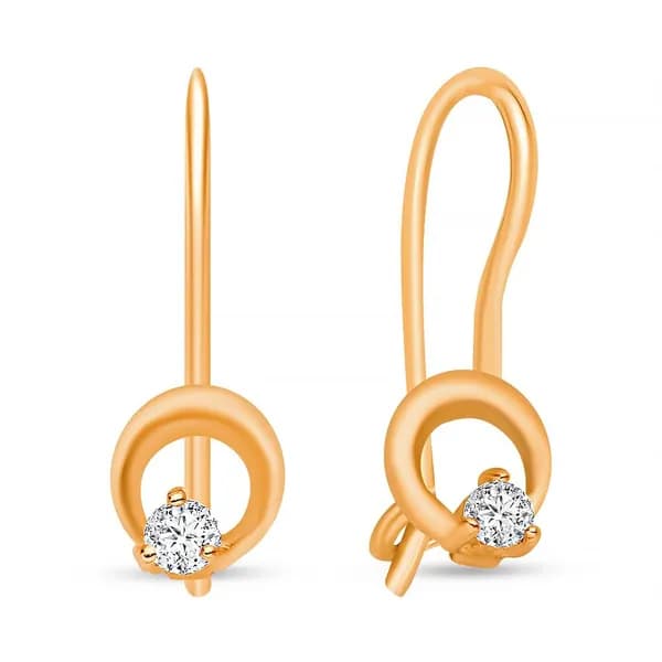 Серьги детские с фианитами из красного золота 375 пробы 585GOLD