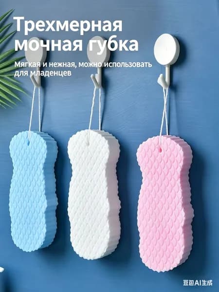 Мягкая отшелушивающая губка 3D, многофункциональная мочалка-массажер для тела. Многоразовое использование, бережно удаляет ороговевшую кожу, подходит детям и взрослым.