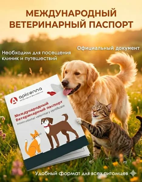 Ветеринарный международный паспорт Apicenna универсальный (кошки, собаки, кролики)