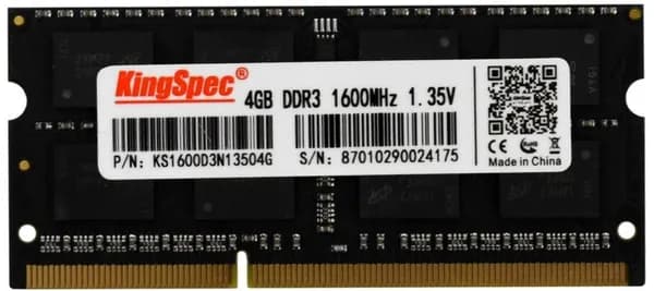 KingSpec Оперативная память DDR3L4  4ГБ 1600МГц  CL11 DDR3L, 1600 МГц, 1 x 4 ГБ (KS1600D3N13504G)
