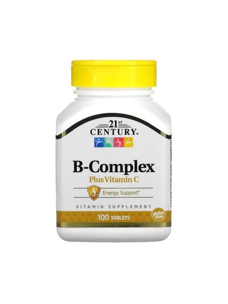 21st Century, В-Complex Plus Vitamin С, Витамины группы B с витамином C, 100 таблеток, для иммунитета, сердца и печени, нервной системы, кожи и волос