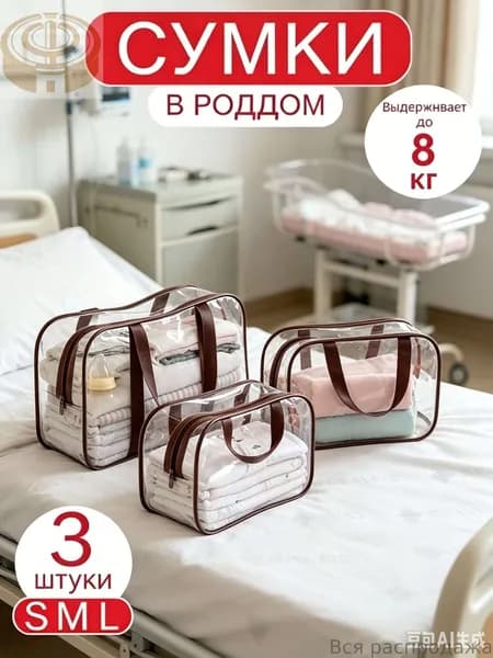 Сумки в роддом для беременных для мамы комплект 3 шт матовые
